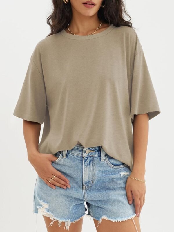 ATHMILE Womens Oversized T Shirts Loose Fit Crewneck Short Sleeve Tops Summer Casual Blouse Y2K 2025 Basic Tee Beach - Image 5
