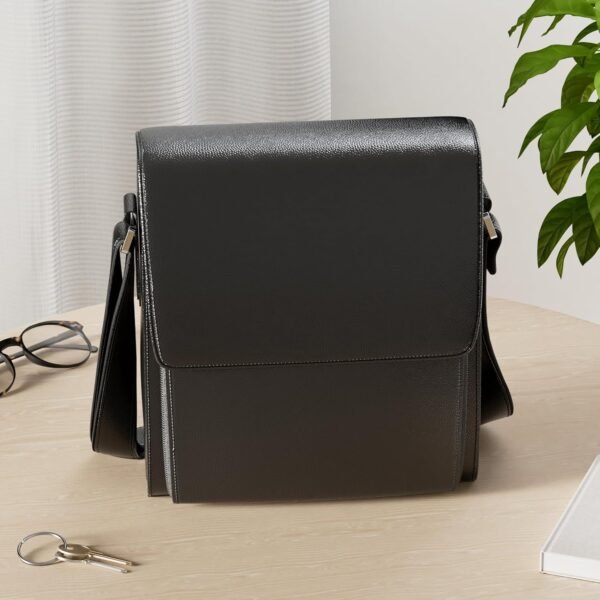 Augus Leather Messenger Shoulder Crossbody Bag for Men Work Business Vintage Magnetic Buckle Big Capacity Adjustable straps - Image 2