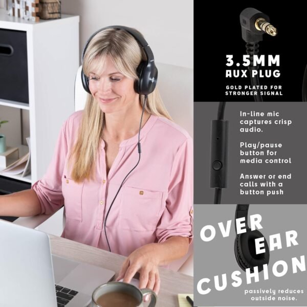 Bulk Kids Headphones for School with Microphones - 5-Pack On-Ear 3.5mm Wired Headphones for Schools -Comfy Wired Kids Headphones with in-Line Mics – School Headphones for Kids - Image 2
