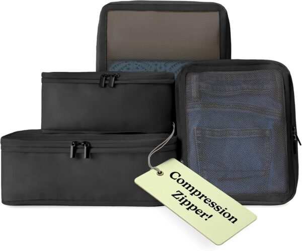 VANDEL Space-Saving Compression Packing Cubes for Women, Men, Compressible Carry On Suit Case Organizer Luggage Packing Cubes for Travel Organizer Bags for Luggage and Backpacks, Suitcase Cube