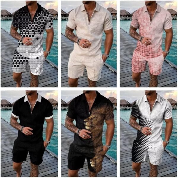 BIRW Mens Short Sets 2 Piece Outfits Polo Shirt Fashion Summer Tracksuits Casual Set Short Sleeve and Shorts Set for Men - Image 6
