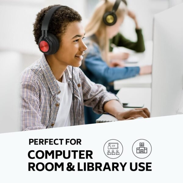 AILIHEN Kids Headphones Bulk for School, 6-Pack Class Headphones Wired with Microphone for Students, Teens, Classroom, Library, Chromebook, Laptop, Adjustable, Foldable, 3.5mm Jack - (Multicolor) - Image 8
