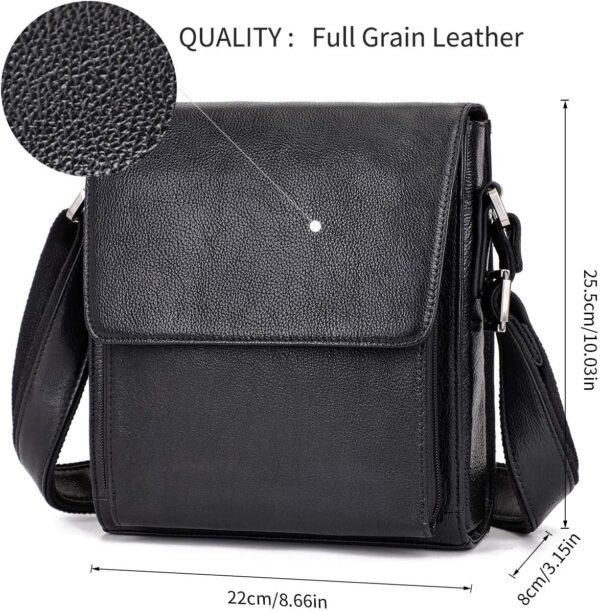 Augus Leather Messenger Shoulder Crossbody Bag for Men Work Business Vintage Magnetic Buckle Big Capacity Adjustable straps - Image 6