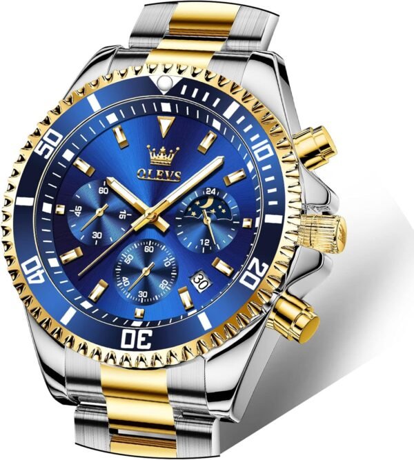 OLEVS Mens Watches Big Face Stainless Steel Waterproof Date Analog Quartz Watches Fashion BusinessWrist Watches for Men…