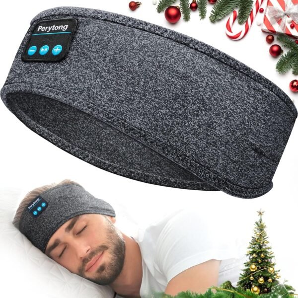 Perytong Sleep Headphones, Bluetooth Headphones for Sleeping - Grey Hairband for Side Sleepers, Wireless Sleeping Headphones Headband for Insomnia Nuit Travel, Gifts for Women Men Mom Dad Kids
