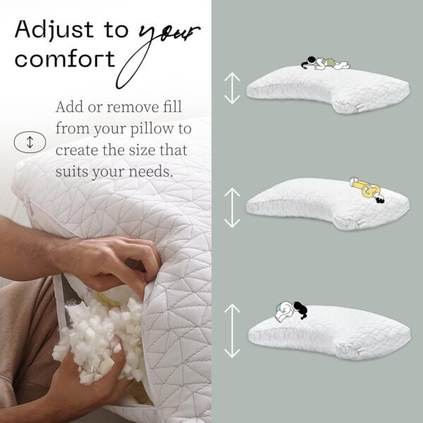 Coop Home Goods Original Crescent Adjustable Pillow, Queen Bed Pillows for Shoulder, Neck & Head Support, Crescent Foam Pillows - Medium Firm for Back & Side Sleeper, CertiPUR-US/GREENGUARD Gold - Image 5