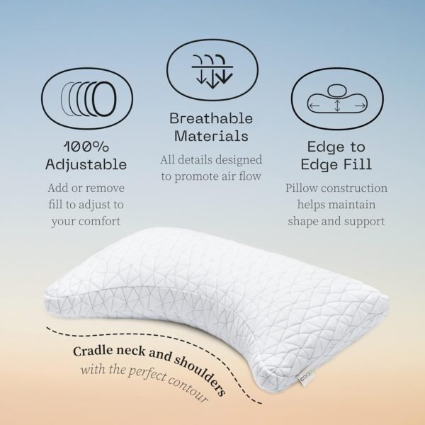 Coop Home Goods Original Crescent Adjustable Pillow, Queen Bed Pillows for Shoulder, Neck & Head Support, Crescent Foam Pillows - Medium Firm for Back & Side Sleeper, CertiPUR-US/GREENGUARD Gold - Image 4