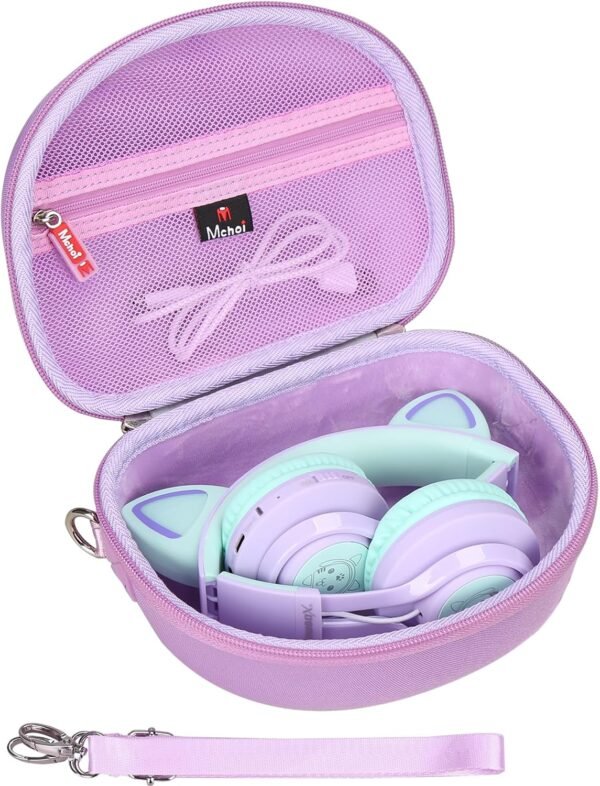 Mchoi Hard Case Suitable for Riwbox CT-7 Pink/for Jack CT-7S Cat Green 3.5mm/ for iClever IC-HS01 Bluetooth Wireless Over-Ear Headphones Headset for Kids Travel Protective Case, Purple, Case Only - Image 2