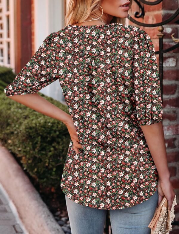 Magritta Womens Puff Half Sleeve Summer Tunic Tops Casual Chest Pleated Shirts Work Blouse for Women Dressy - Image 4