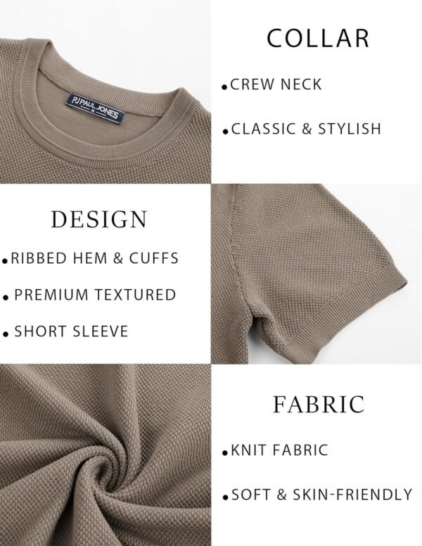 PJ PAUL JONES Mens Casual T-Shirts Classic Short Sleeve Knit Tees Crewneck Solid Tee Shirts - Image 5