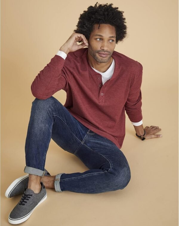 Hanes T Beefyt Henley, Men's Cotton Long Sleeve Shirts - Image 6
