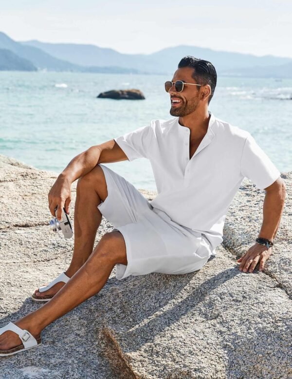 COOFANDY Men's Henley Shirt Short Sleeve Casual T-Shirt Summer Beach Hippie Henley Tee Shirt - Image 4