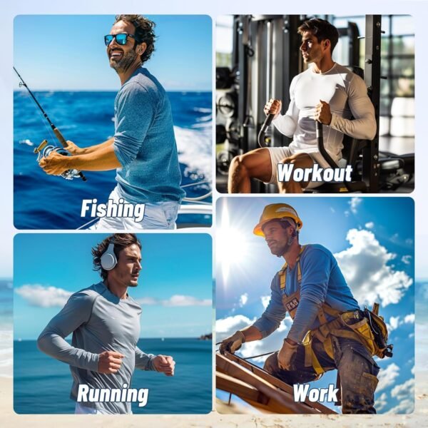 3 Pack Long Sleeve Shirts for Men - Dry Fit Moisture Wicking UV Sun Protection T-Shirts for Fishing Workout Athletic - Image 5
