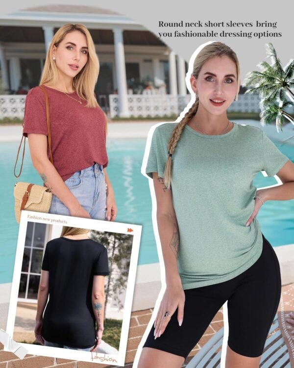 GAYHAY T-Shirts for Women - Short Sleeve Basic Tees Soft Crew Neck Trendy Summer Tops for Casual Outfits 2025 - Image 3