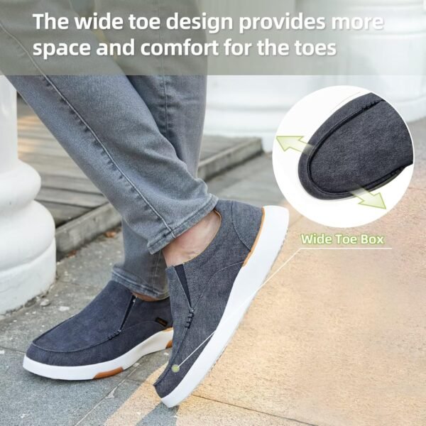 OrthoComfoot Men's Orthopedic Comfortable Slip-On Shoes with Arch Support, Orthotic Loafers for Plantar Fasciitis, Canvas Leisure Vintage Flat Walking Shoes for Foot and Heel Pain Relief - Image 7