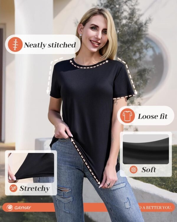 GAYHAY T-Shirts for Women - Short Sleeve Basic Tees Soft Crew Neck Trendy Summer Tops for Casual Outfits 2025 - Image 2