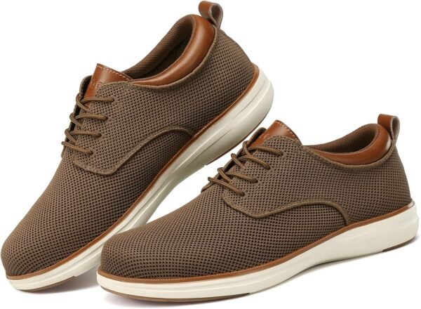 VILOCY Men's Wide Casual Dress Oxfords Business Shoes Fashion Sneakers Mesh Breathable Comfortable Walking Shoes - Image 2