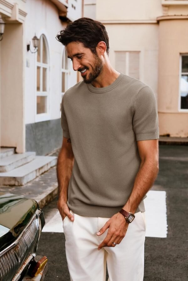 PJ PAUL JONES Mens Casual T-Shirts Classic Short Sleeve Knit Tees Crewneck Solid Tee Shirts - Image 4