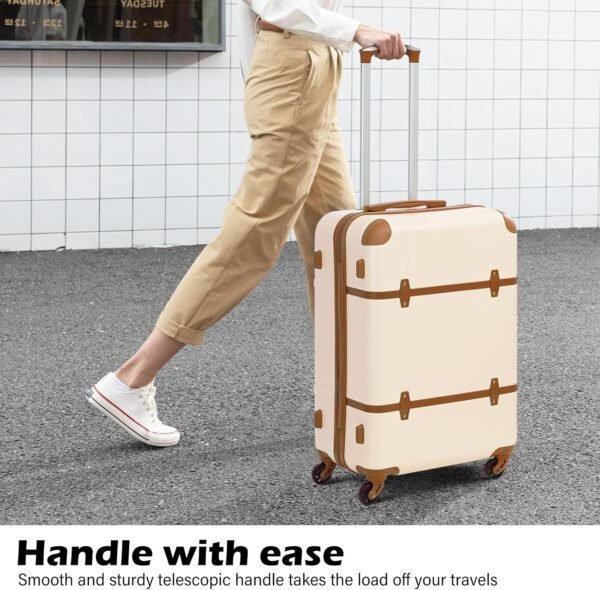 Coolife Luggage Set 3 Piece Suitcase Set Carry On Luggage Hardside Luggage TSA Lock Spinner Wheels Telescopic Handle (White, 3 piece set (BP/TB/20)) - Image 2