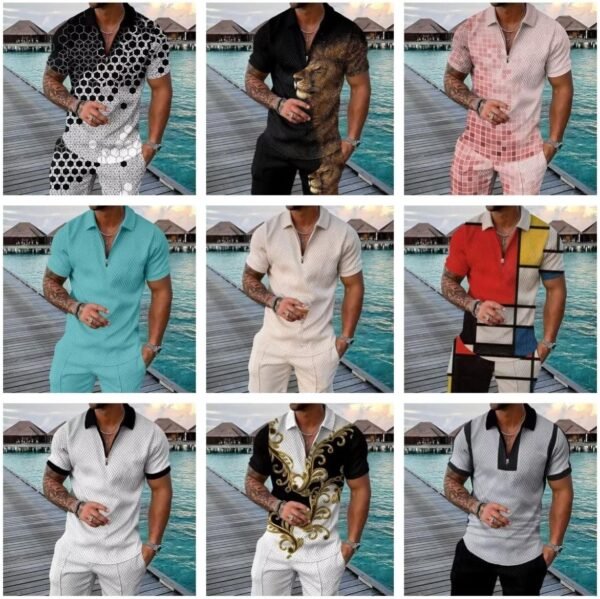 BIRW Mens Short Sets 2 Piece Outfits Polo Shirt Fashion Summer Tracksuits Casual Set Short Sleeve and Shorts Set for Men - Image 5
