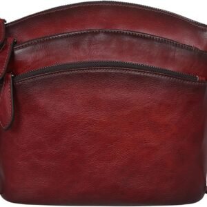 HESHE Crossbody Bags for Women Genuine Leather Purses with Multi-Pockets Vintage Ladies Small Shoulder Satchel Bag
