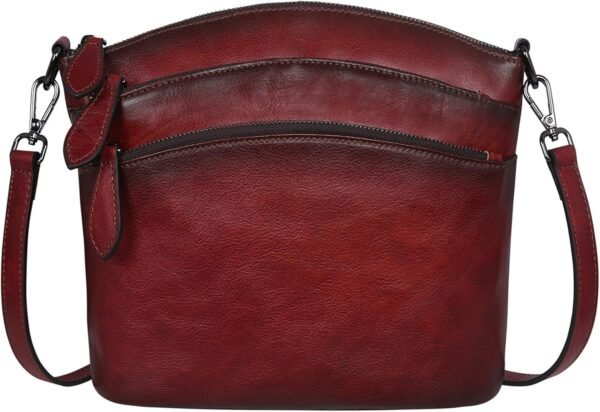 HESHE Crossbody Bags for Women Genuine Leather Purses with Multi-Pockets Vintage Ladies Small Shoulder Satchel Bag