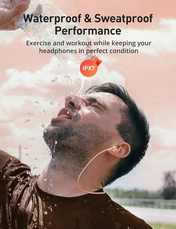 Bluetooth Headphones, Bluetooth 5.2 Stereo aptX Wireless Earbuds Bass Magnetic Neckband IPX7 Waterproof Bluetooth Earbuds Bulit-in Mic with 16H Playtime, Lightweight Earphones for Sport - Image 4
