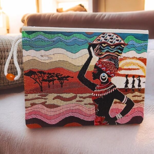 Bohemian Artisan Clutch Purse for Women - Vintage Tapestry Casual Bag with Wrist Strap, Unique Gift for Daily Boho Style - Image 4