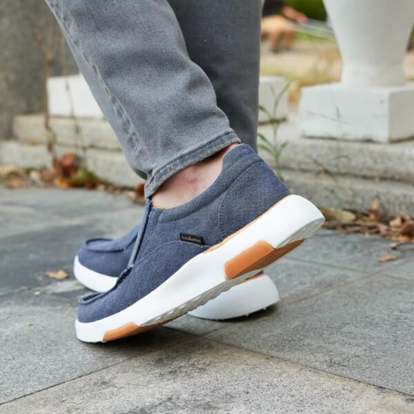 OrthoComfoot Men's Orthopedic Comfortable Slip-On Shoes with Arch Support, Orthotic Loafers for Plantar Fasciitis, Canvas Leisure Vintage Flat Walking Shoes for Foot and Heel Pain Relief - Image 2