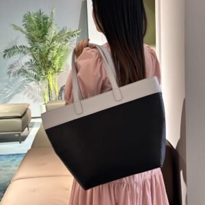 AKV Fashion Two-Tone Tote Bag, Large Capacity Shopping Handbag, Shoulder Bag Design