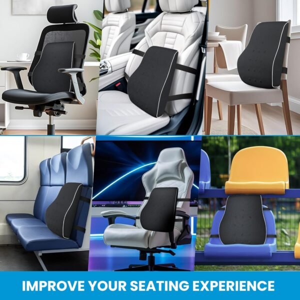 QUTOOL Lumbar Support Pillow for Office Chair,Office Home Essentials,Back Support Pillow for Car, Chair Cushions,Back Pain Relief Improve Posture,Mesh Cover Double Adjustable Straps - Image 7