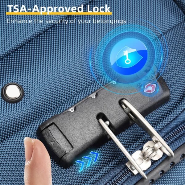LARVENDER Luggage Sets 5 Piece Softside Expandable Suitcases Set with Spinner Wheels TSA Lock, Lightweight Soft Shell Rolling Travel Luggage Set Clearance for Men and Women, Navy Blue - Image 3