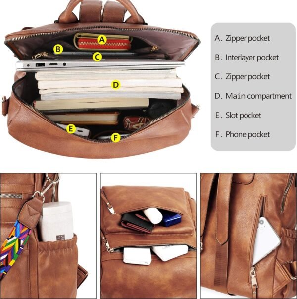 Dora & Liz Womens Backpack Purse Leather Fashion Travel Backpack Purse for Women Designer Ladies Shoulder Bags - Image 4