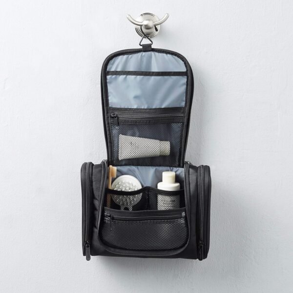 Amazon Basics Hanging, Travel Toiletry Bag Organizer, Shower Dopp Kit, Black - Image 9